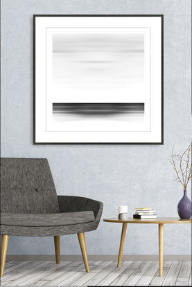 black and white seascape in abstract form