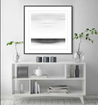 black and white seascape in abstract form