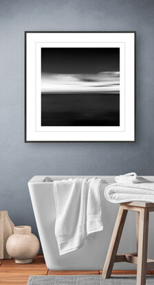 black and white seascape in abstract form