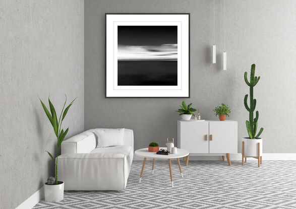 black and white seascape in abstract form