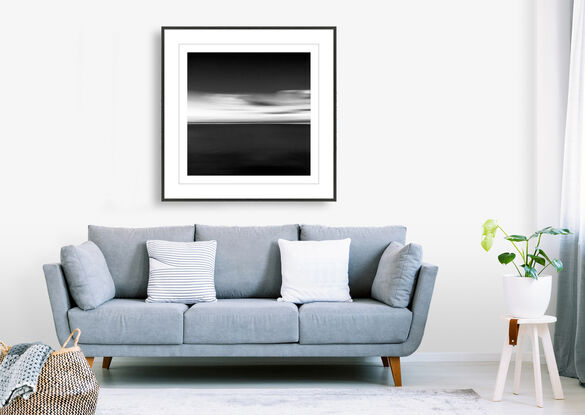 black and white seascape in abstract form