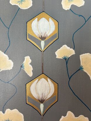 Magnolia flowers styled in different stages, bringing in a little Art Deco influence.