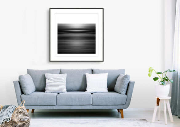 black and white seascape in abstract form