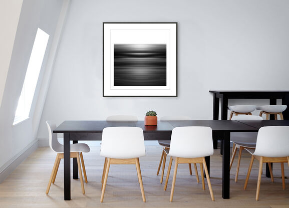 black and white seascape in abstract form