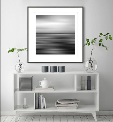 black and white seascape in abstract form