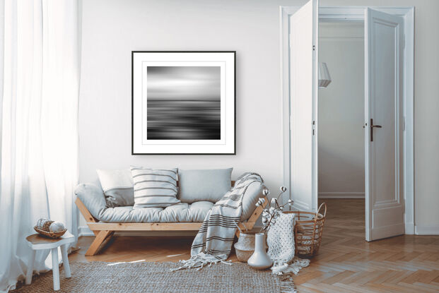 black and white seascape in abstract form