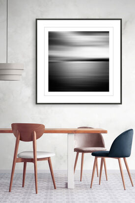 black and white seascape in abstract form