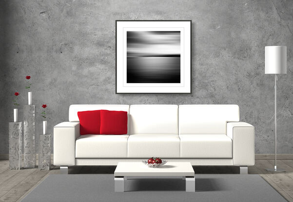 black and white seascape in abstract form