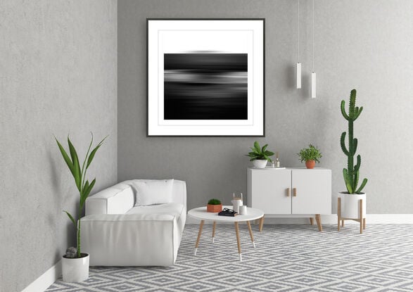 black and white seascape in abstract form