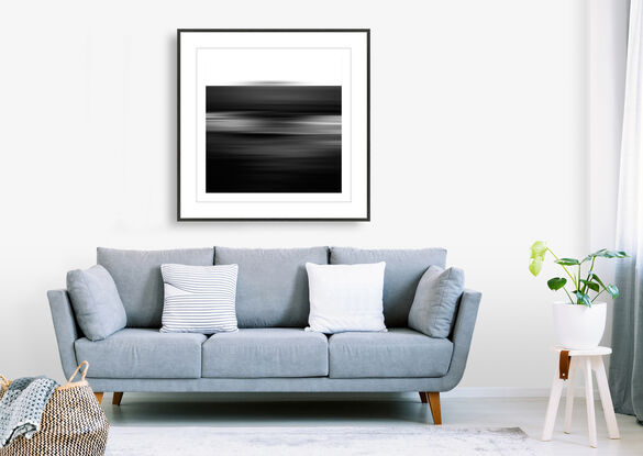 black and white seascape in abstract form