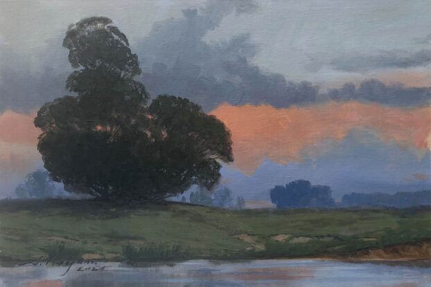 An Australian landscape painting in traditional style.