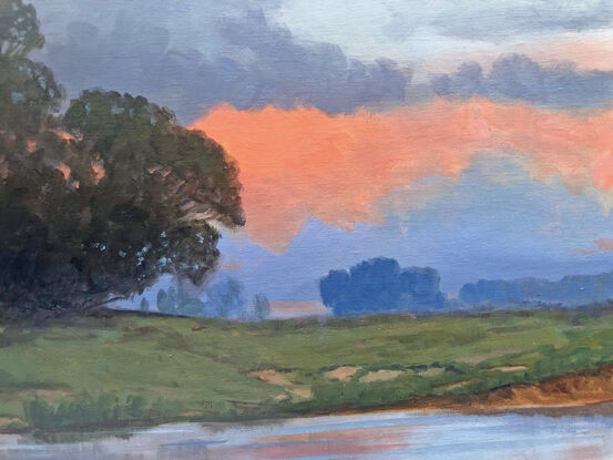 An Australian landscape painting in traditional style.