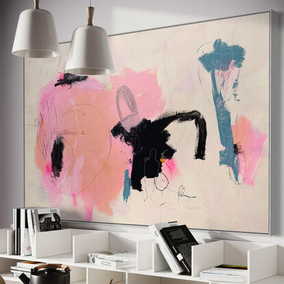 Mixing vibrant pinks and grays with bold lines and vivid contrasts of flouro pink & red.