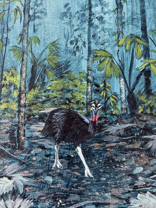 Cassowary in rain forest.