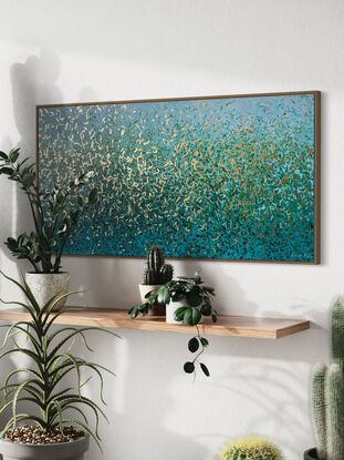 Metallic gold turquoise green blue painting art water sea ocean lake garden Australia bush