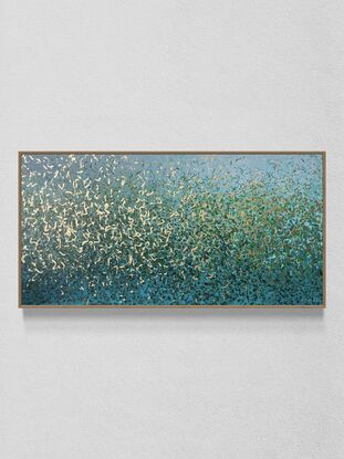 Metallic gold turquoise green blue painting art water sea ocean lake garden Australia bush