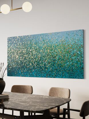 Metallic gold turquoise green blue painting art water sea ocean lake garden Australia bush