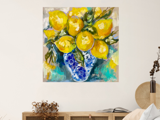 Lemons lemon bowl  Hamptons blue and white 