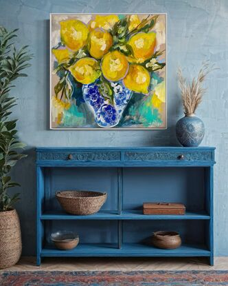 Lemons lemon bowl  Hamptons blue and white 