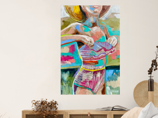 Beach coast ocean bikini beach girl beach house figurative 