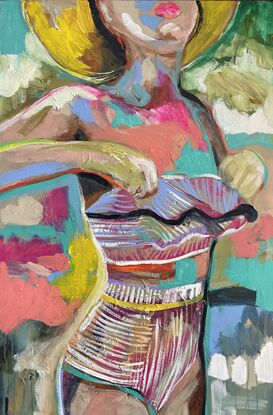 Beach coast ocean bikini beach girl beach house figurative 