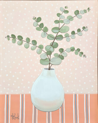 Silver dollar eucalyptus branch in a vase