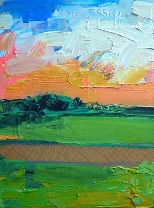 Loose landscape mixed media painting