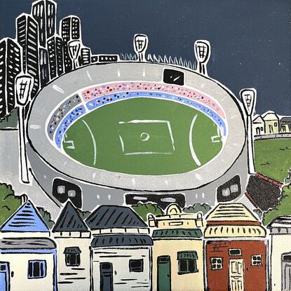  Melbourne cityscape, featuring MCG, Yarra bridge, skyline tram and gardens. Full of details and nostalgic Melbourne moments. 