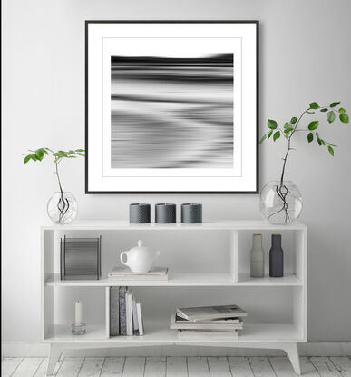 black and white seascape in abstract form