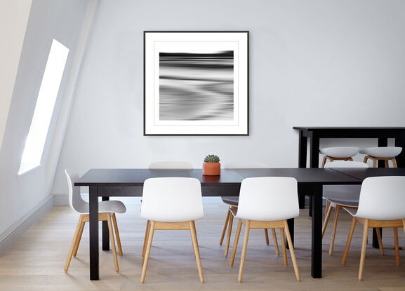 black and white seascape in abstract form