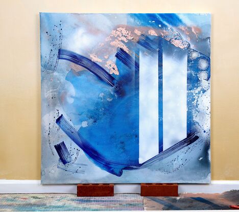 blue abstract
modern
white art
contemporary