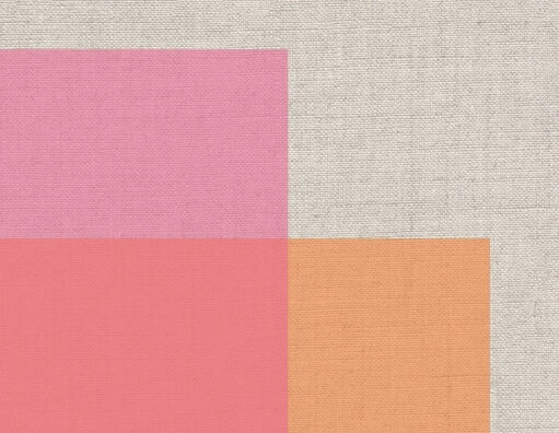 Digital artwork featuring a composition of a large pink rectangle with overlapping orange rectangle.