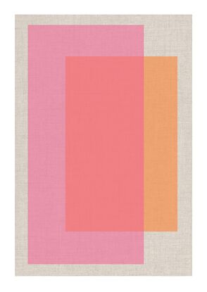 Digital artwork featuring a composition of a large pink rectangle with overlapping orange rectangle.