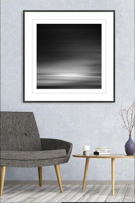 black and white seascape in abstract form