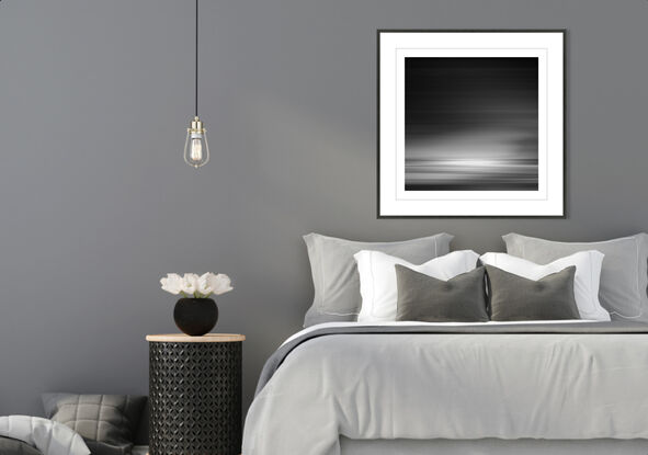 black and white seascape in abstract form