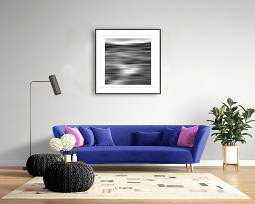 black and white seascape in abstract form