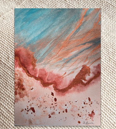 Professional abstract painting on German made watercolour paper,  Hahnemühle 500gsm pure cotton & acid free. Inspired by natural geographic features similar to political boundaries.