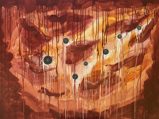 Abstract aboriginal art red ochre deposits