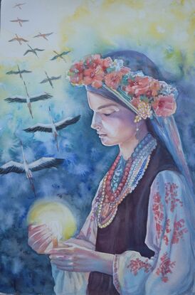 🎨 The theme is the war in Ukraine.  Ukrainian girl in a national costume sees off the souls in the form of birds of people who died in the war.

🎨 This original watercolour painting can be a great gift for portrait and figurative painting lovers or decorate the interior of your home.

🎨 This is original signed and dated (on the back) artwork made on professional watercolour paper ( 300 gr, acid free, 100% cotton, cold pressed ) with professional  long - lasting watercolours Daniel Smith.

🎨 The artwork will be  securely packed in protective materials and shipped the safest way, will be supplied with no mounting or frame.
  
🎨 More of my watercolour paintings, about me and my creative life.

https://bluethumb.com.au/alla-art
https://www.facebook.com/alla.artalla
https://www.instagram.com/artalla_artist
https://www.pinterest.com.au/WatetcolorbyArtAlla