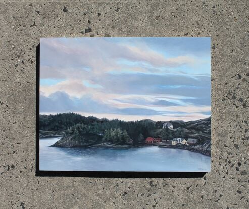 Houses on Norwegian fjord coastline