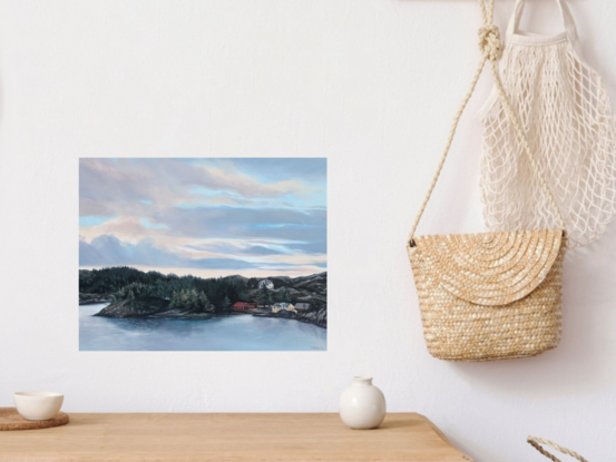 Houses on Norwegian fjord coastline