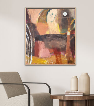 earthy colours and nature inspired marks forged together in a intuitive abstract landscape. 