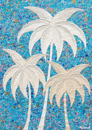 palm trees on a blue baclground abstract
