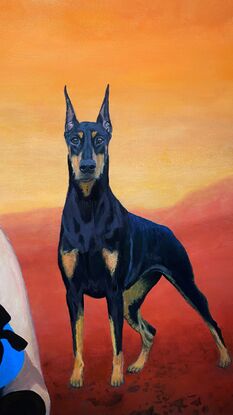 Woman and Doberman on Mars