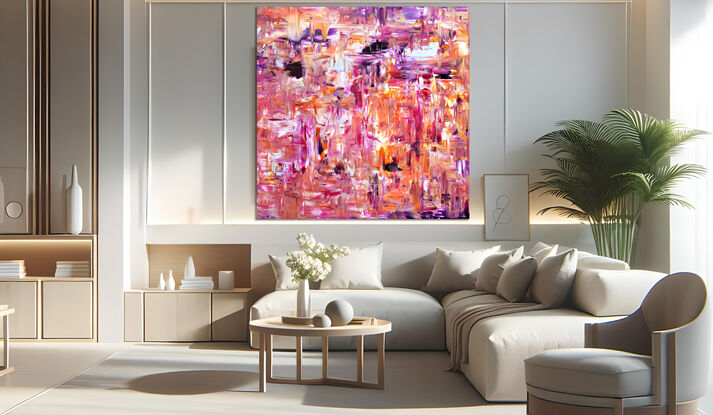 In the photos, where the painting is shown mounted on a wall, these are purely for illustrative purposes. You should review the dimension of the artwork to be sure the work suits your needs.