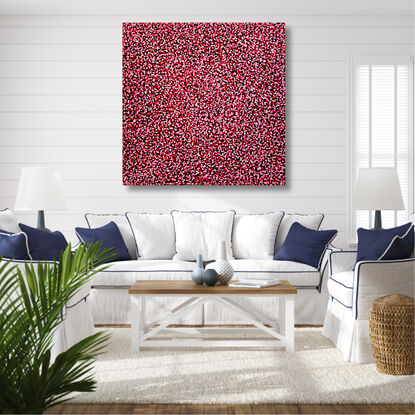 thousands of pink dots on black canvas