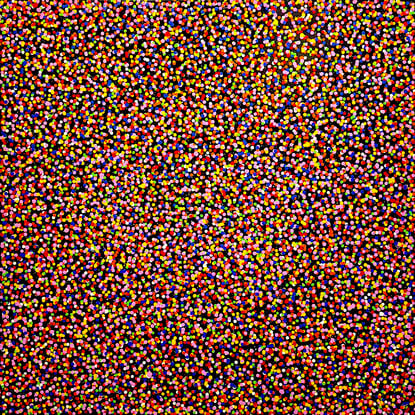 thousands of rainbow dots on black canvas