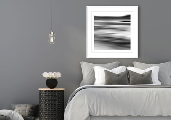 black and white seascape in abstract form