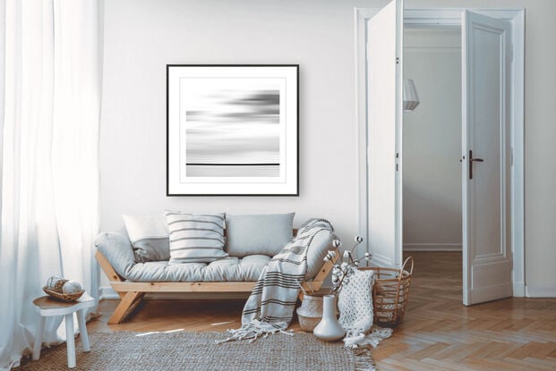 black and white seascape in abstract form