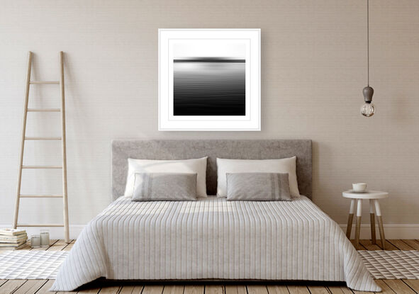 black and white seascape in abstract form